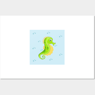Ocean life - seahorse in the free ocean Posters and Art